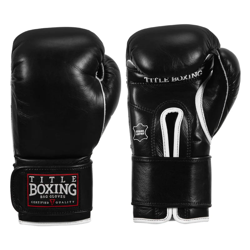 TITLE Boxing Old School Leather Velcro Bag Gloves 2.0 Black