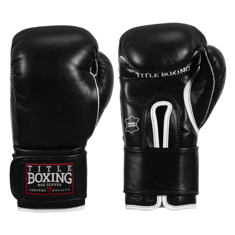 TITLE Boxing Old School Leather Velcro Bag Gloves 2.0 Black