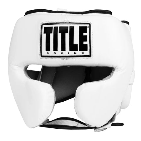 Title Boxing Leather Sparring Headgear White