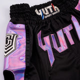 Yuth Sport Gear Muay Thai Shorts Black/Purple Hologram