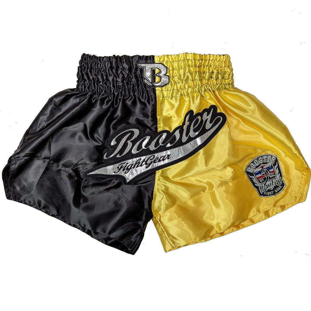 Booster Fight Gear Black Duo Yellow Muay Thai Kickboxing Shorts