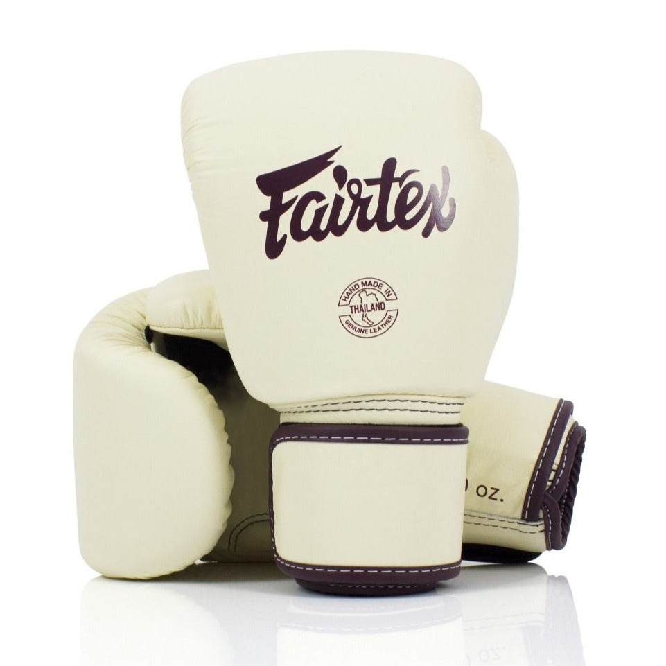 Fairtex BGV16 Leather Khaki Muay Thai Boxing Gloves