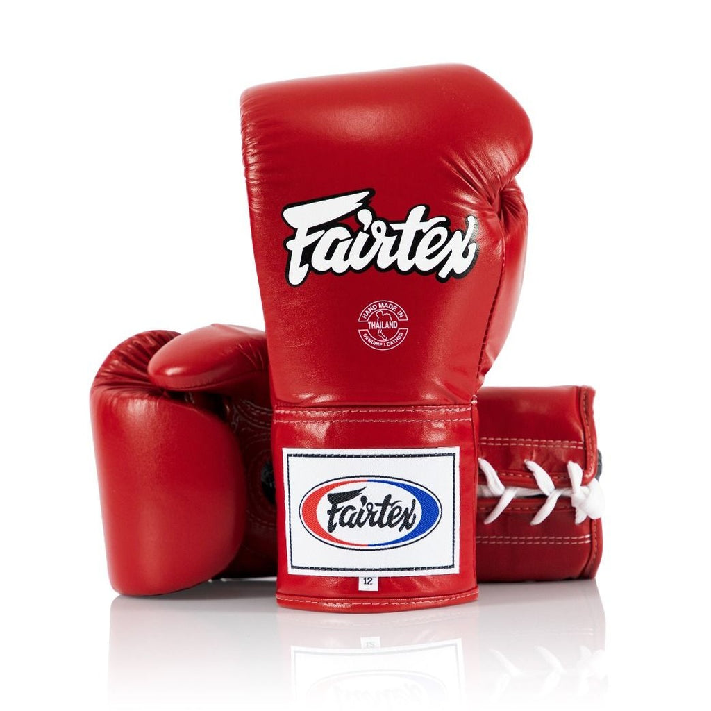 Fairtex BGL6 Pro Lace-up Competition 10oz Fight Gloves Red