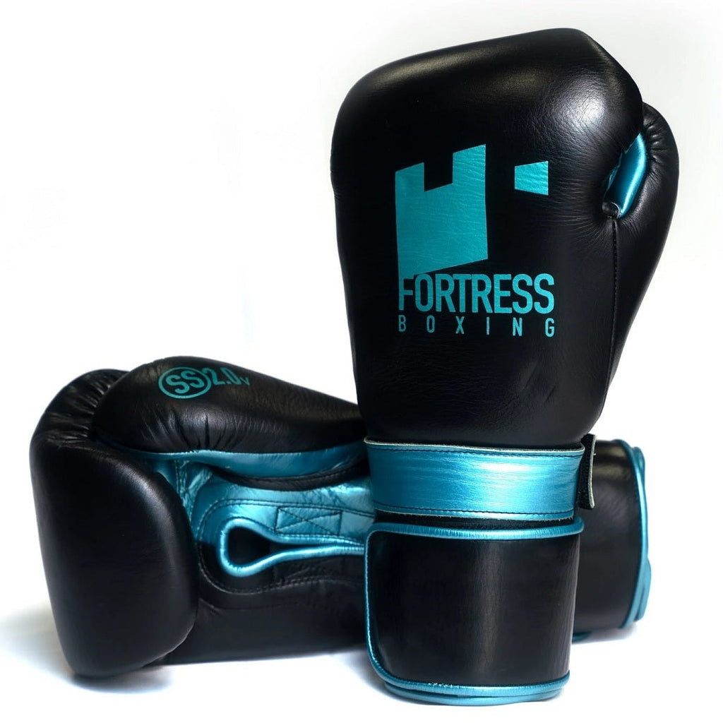 Fortress Boxing SS2.0 Velcro Boxing Gloves Black/Teal