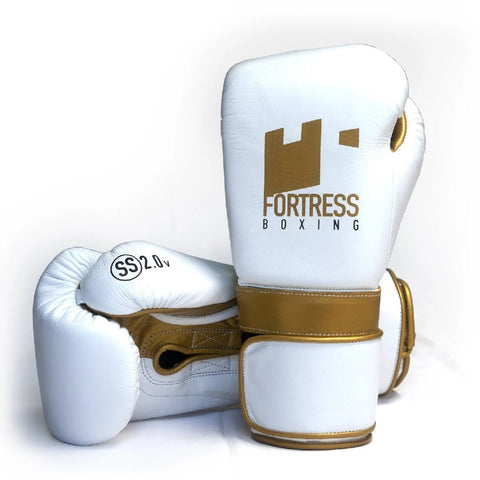 Fortress Boxing SS2.0 Velcro Boxing Gloves White/Gold