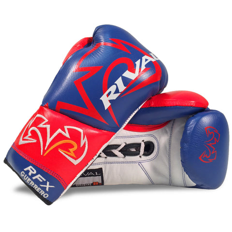 Rival Boxing RFX Guerrero Pro Fight Lace-Up Gloves Blue/Red