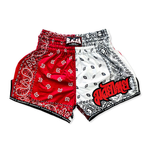 Raja Boxing Muay Thai Shorts Red White Checked (only XL left)