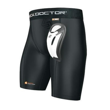 Shock Doctor Compression Shorts & Athletic Groin Cup Combo Black