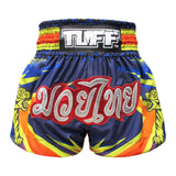 TUFF Muay Thai Shorts Blue With Double Yellow Tiger