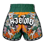 TUFF Muay Thai Shorts Retro Style Tiger, Forest & Goldfish