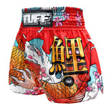 TUFF Muay Thai Boxing Shorts Red Japanese Koi Fish