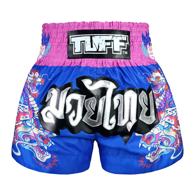 TUFF Muay Thai Shorts Dragonforce Pink Blue
