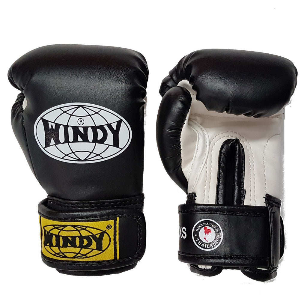 Windy Muay Thai Kids Youth Boxing Gloves Black