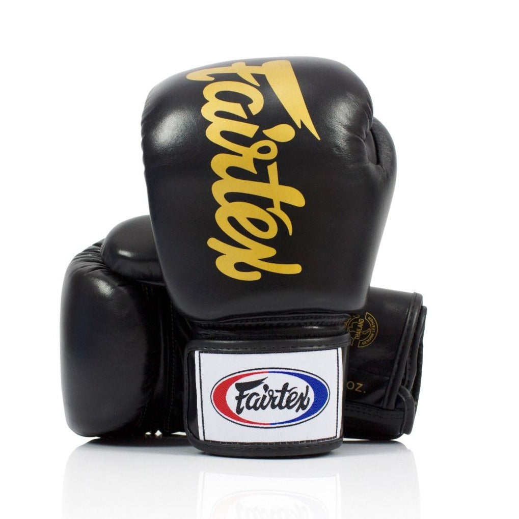 Fairtex BGV19 Deluxe Tight Fit Black/Gold Muay Thai Boxing Gloves