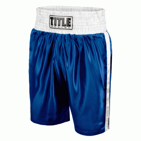 Title Boxing Classic Edge Satin Boxing Shorts Trunks Blue