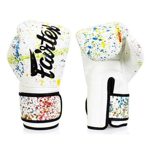 Fairtex BGV14PT White Painters Muay Thai Boxing Gloves